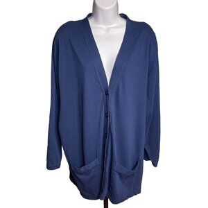 Just My Size Womens Blue Cardigan Sweater Long Sleeve Plus Size 3X u Shoulder Pa